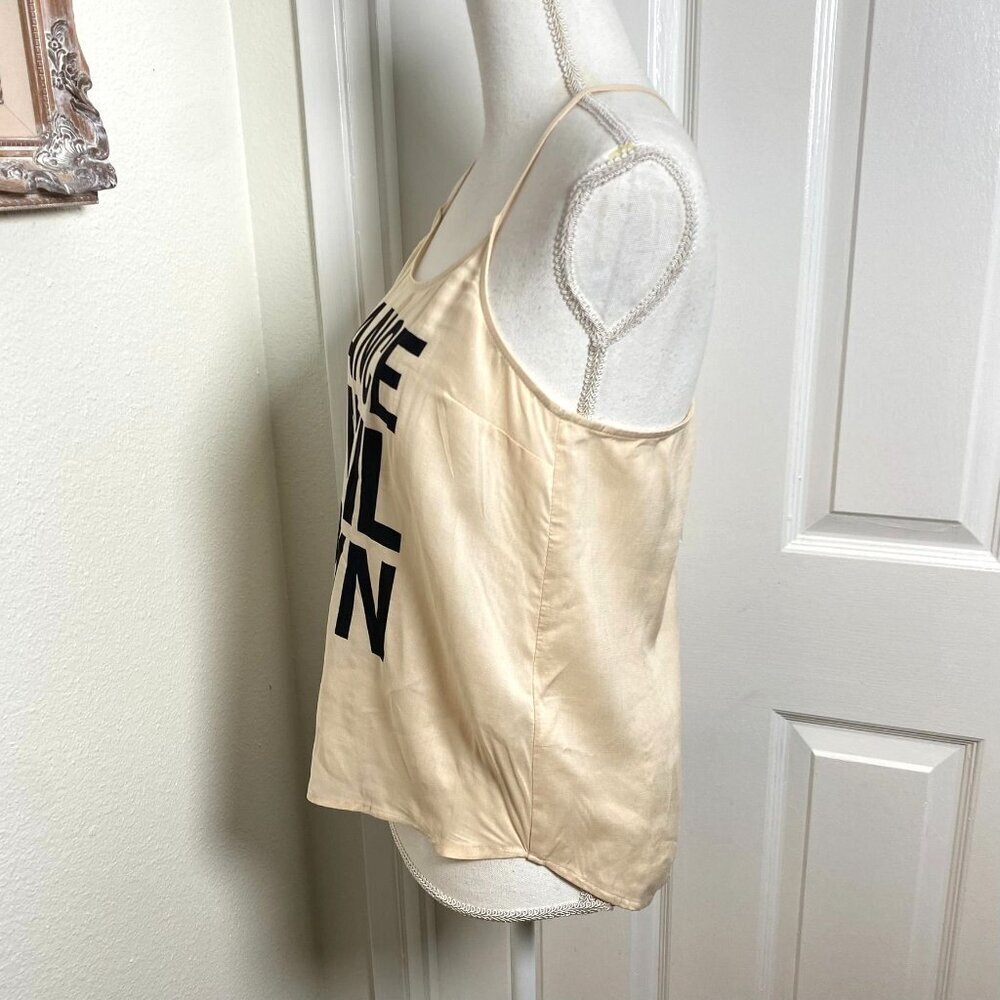 Divided Dance Until Dawn Strappy Graphic Camisole Top Size 6 Cream Black - Picture 7 of 8